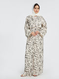 Marble Print Modest Abaya with Textured Underlayer