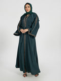 Emerald Green Hand-Beaded Luxury Abaya