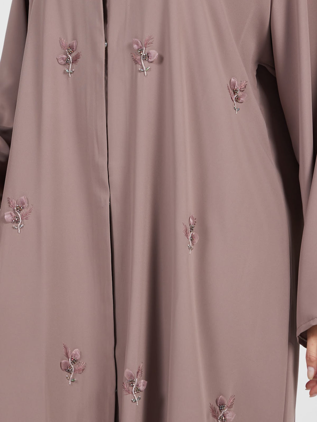 Women's Dusty Rose 3D Floral Applique Abaya - Modest Fashion
