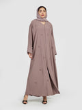 Women's Dusty Rose 3D Floral Applique Abaya - Modest Fashion